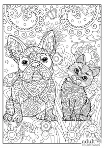 Cat and Dog Coloring Pages for Adults