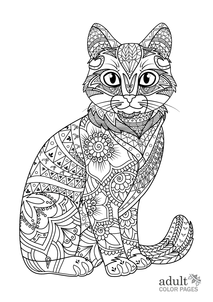 Cat Coloring Pages for Adults- Adult Color Pages