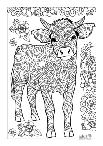 Cute Cow Coloring Page for Adults